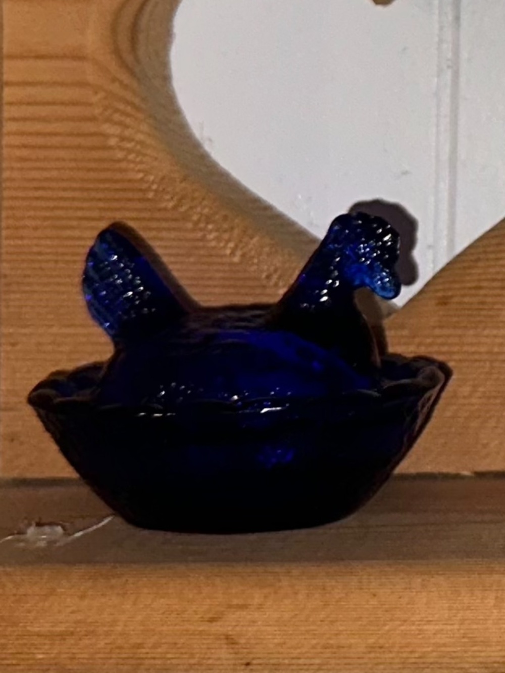 Cobalt Blue Glass Hen on Nest Dish